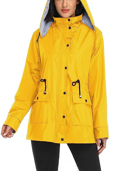 Sofia® | Wasserabweisende, gestreifte Windjacke mit Kapuze und Regenjacke