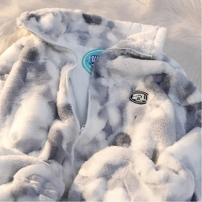 Samira | Neu Frauen Bogen Färbung Lamm Fleece Jacke