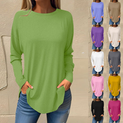 Celia | Einfache Hemden mit Rundhalsausschnitt und Langarmpullover