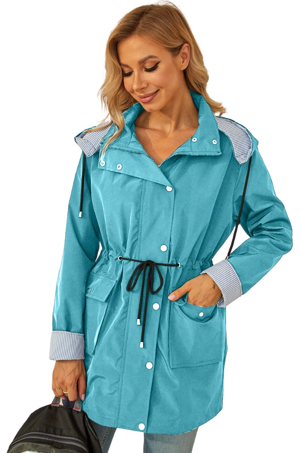 Sofia® | Wasserabweisende, gestreifte Windjacke mit Kapuze und Regenjacke