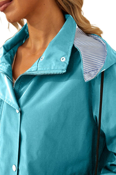 Sofia® | Wasserabweisende, gestreifte Windjacke mit Kapuze und Regenjacke