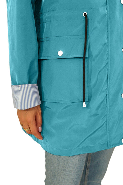 Sofia® | Wasserabweisende, gestreifte Windjacke mit Kapuze und Regenjacke