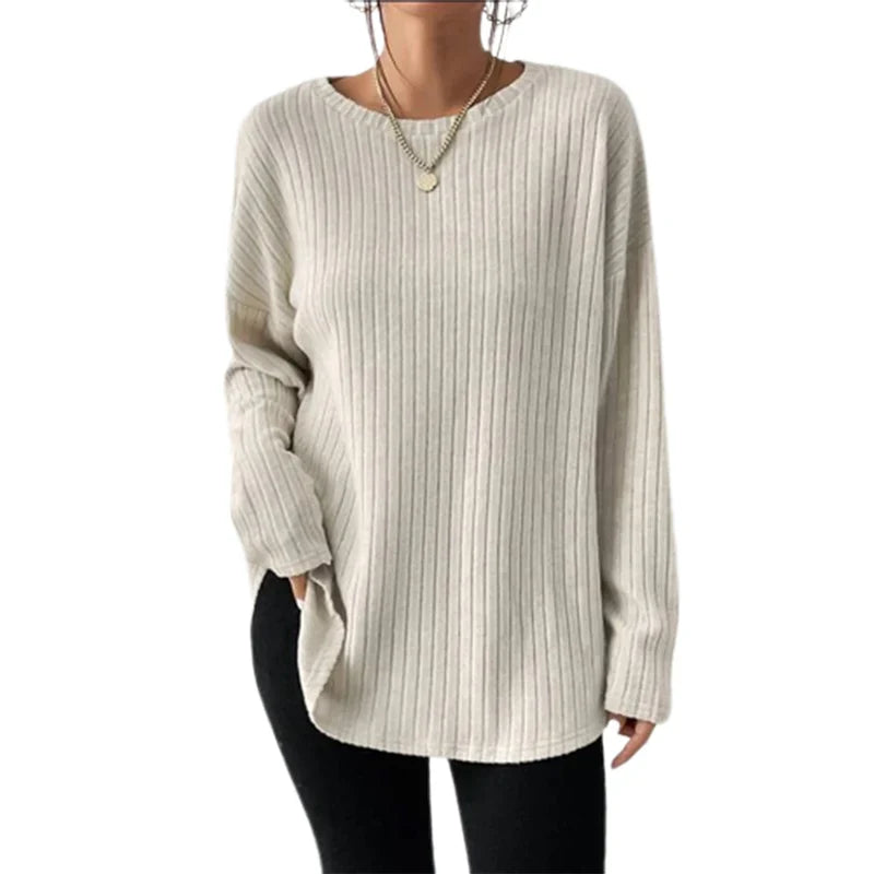 Matteobenni | Eleganter Pullover mit Grubenstreifen für Frauen