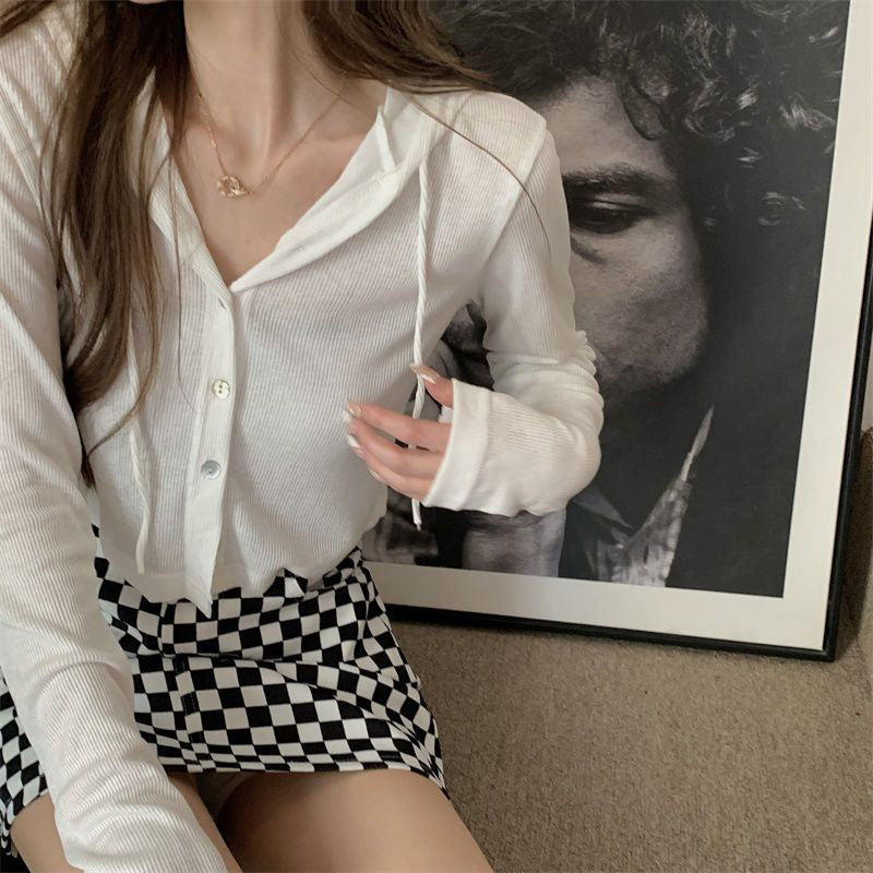 Alix | Gemütliche graue Strickjacke mit Kapuze