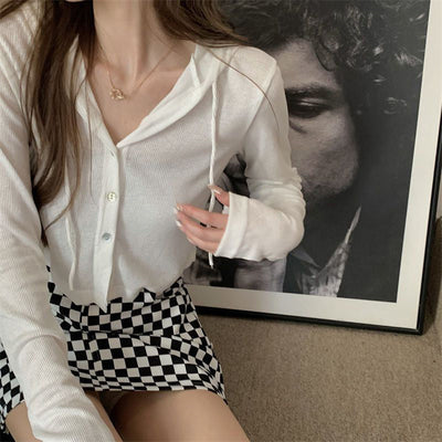 Alix | Gemütliche graue Strickjacke mit Kapuze