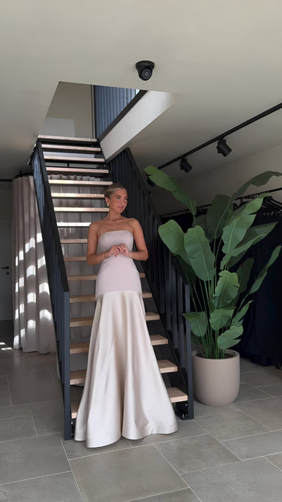 Berenice | Sexy Luxus Patchwork Trägerloses Maxikleid